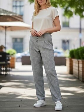 Vintage 80s NEW High Contour Waist Cotton Tapered Leg Pants - Size 13